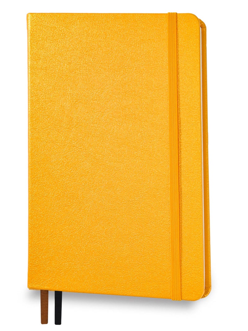 Minimalism Art, Premium Hard Cover Notebook Journal, X-Large Size, Master A4 8.3" x 11.4", 186â€…Numberedâ€…Pages, Gussetedâ€…Pocket, Ribbon Bookmark, Extra Thick Ink-Proofâ€…Paperâ€…120gsm (Plain, Amber) - Image 2